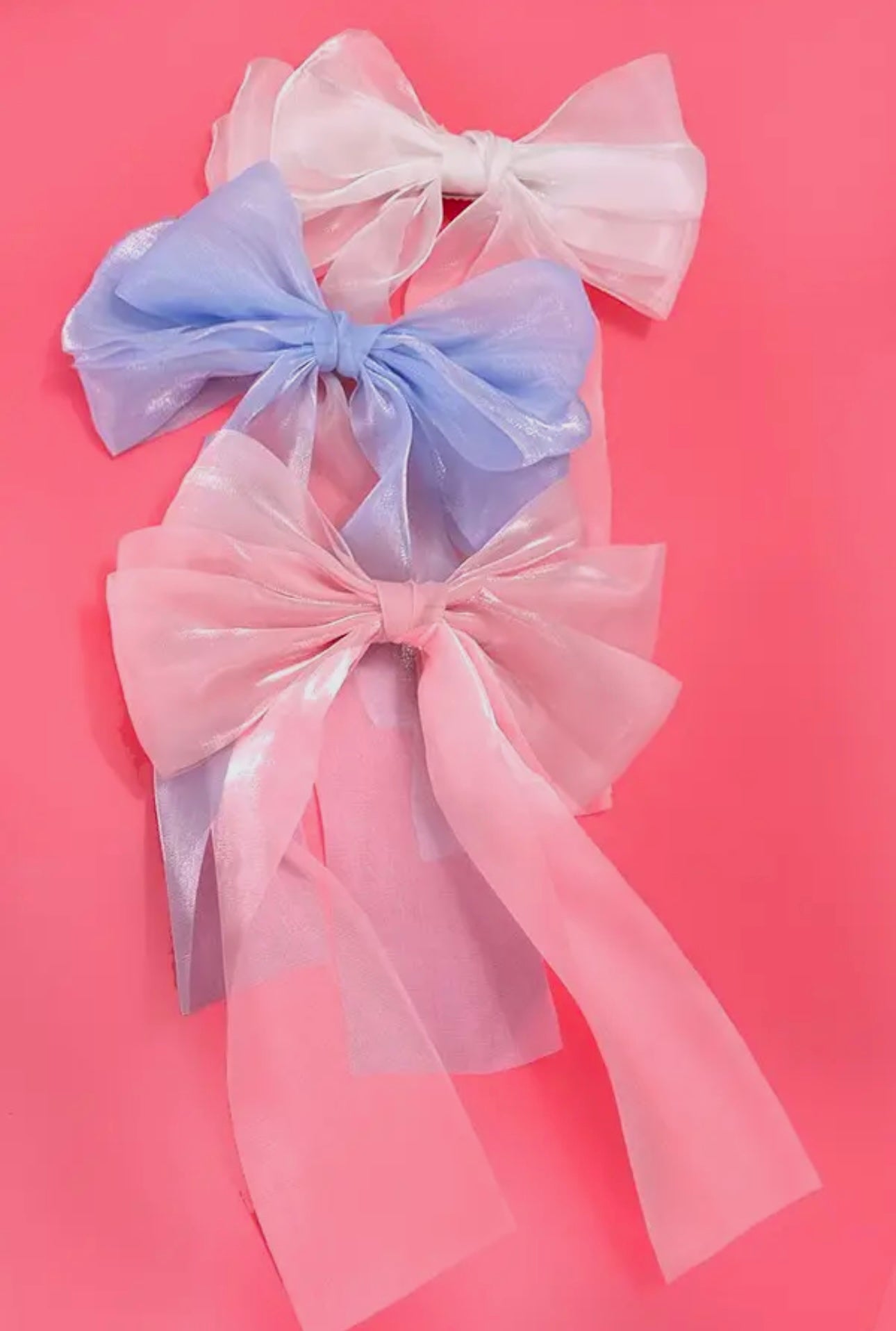 Large Organza Sheer Hair Bow - Pink Poplar Boutique